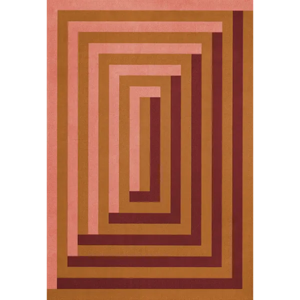 Teklan Labyrinth Uldgulvtæppe 180x270 cm Koralfarvet / Rosa