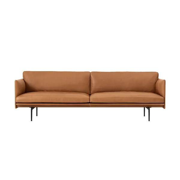 Outline Sofa 3-seters Sort Aluminium / Remix 163