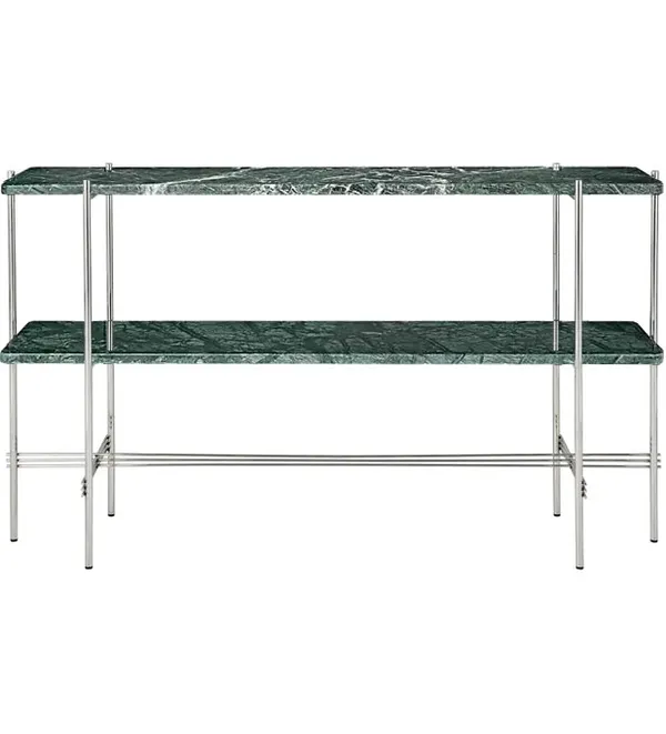 TS Console Sidebord 120x30x72 cm Poleret Stål / Grønt Guatemalamarmor
