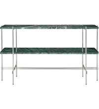TS Console Sidebord 120x30x72 cm Poleret Stål / Grønt Guatemalamarmor