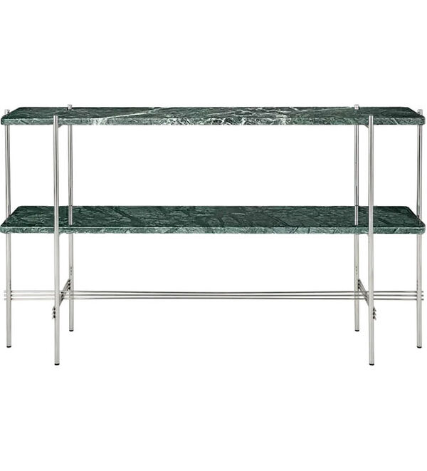 TS Console Sidobord 120x30x72 cm Polerat Stål / Grön Guatemalamarmor