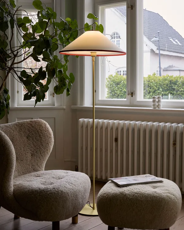 Tafta Gulvlampe Ø52 cm Rød / Off-white