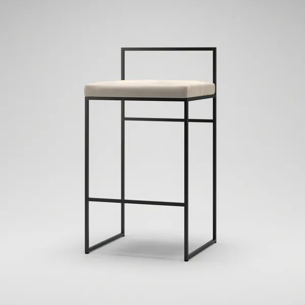 Barstol Med Ryggstöd 80 cm Svart / Beige Sammet