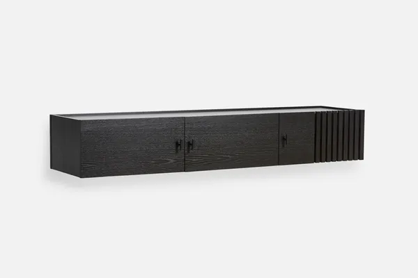 ARRAY Sidebord Lavt / Væg 150 cm Sortmalet Egetræ
