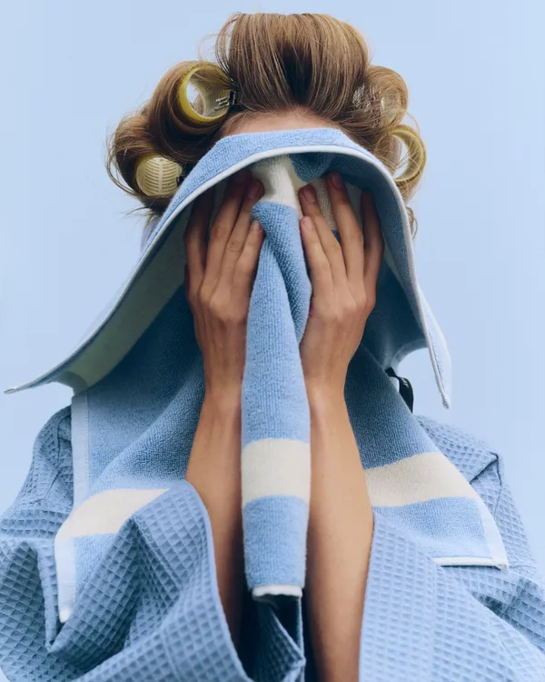 Stripe Towel 40x60 cm Dusty Blue