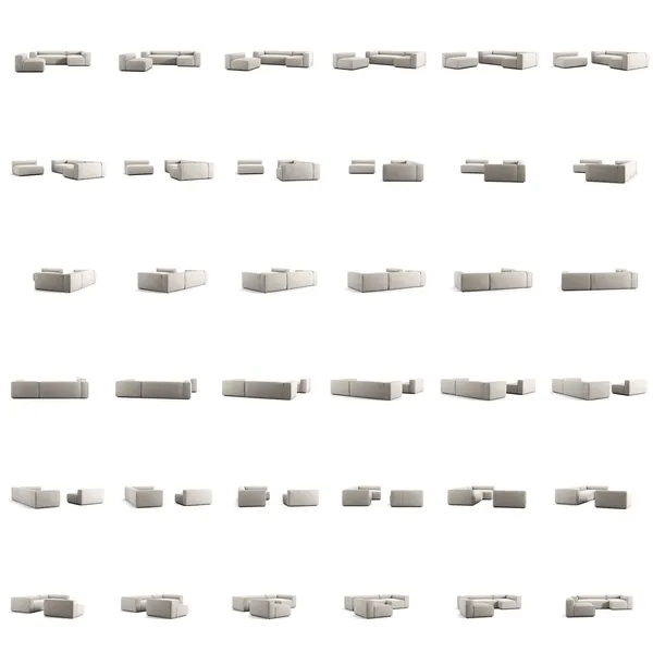 Grand 4-Seter Sofa Divan Høyre med Lenestol Moon White