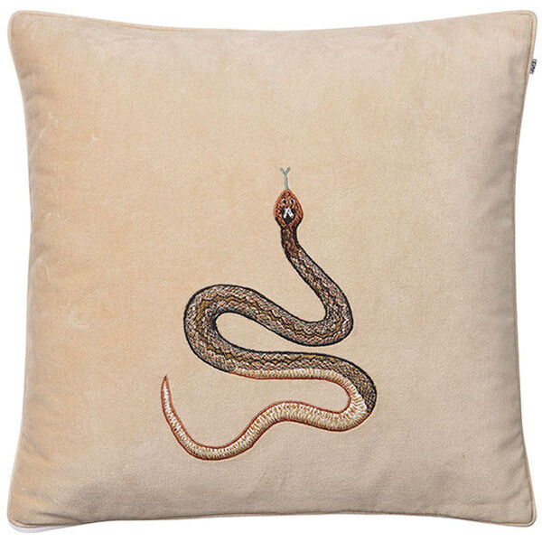 Embroidered Cobra Cushion Cover 50x50 cm Beige
