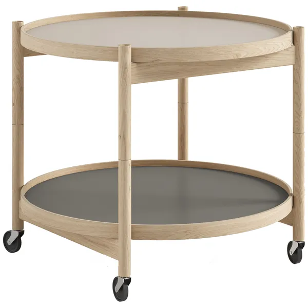 Bølling Tarjoilupöytä Ø60 cm Käsittelemätön Tammi / Kivi