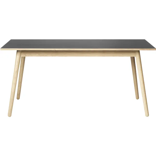 C35B Matbord 160 cm Lackerad Ek / Svart Linoleum