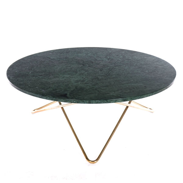 Large O Sofabord Ø100 cm Messing/Grønn Marmor
