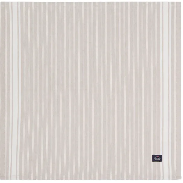 Icons Striped Organic Cotton Oxford Serviet Beige / Hvid