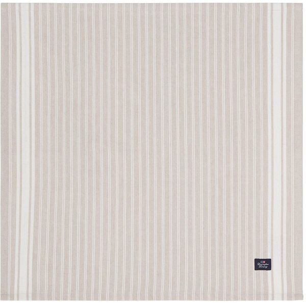 Icons Striped Organic Cotton Oxford Serviett Beige / Hvit