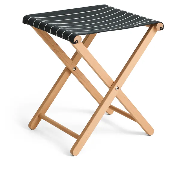 Outdoor Market Folding Stool Black With Beige Stripe