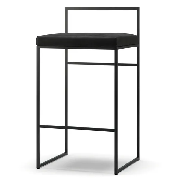 Barstol med Rygstøtte 80 cm Sort / Sort Fløjl