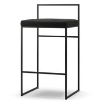 Barstol med Rygstøtte 80 cm Sort / Sort Fløjl