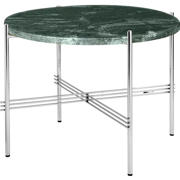 TS Soffbord 55 cm Polerat Stål / Grön Guatemalamarmor