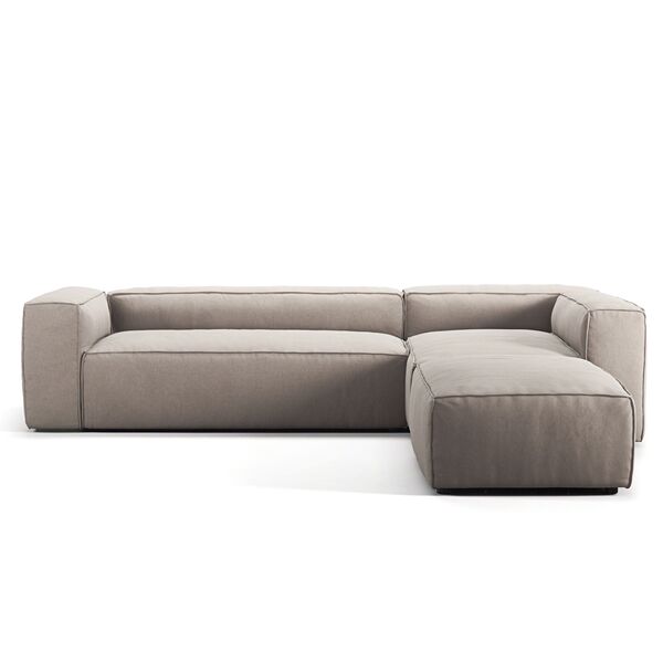 Grand 4-Sitssoffa Divan Höger öppet avslut Minetyg Sandshell Beige