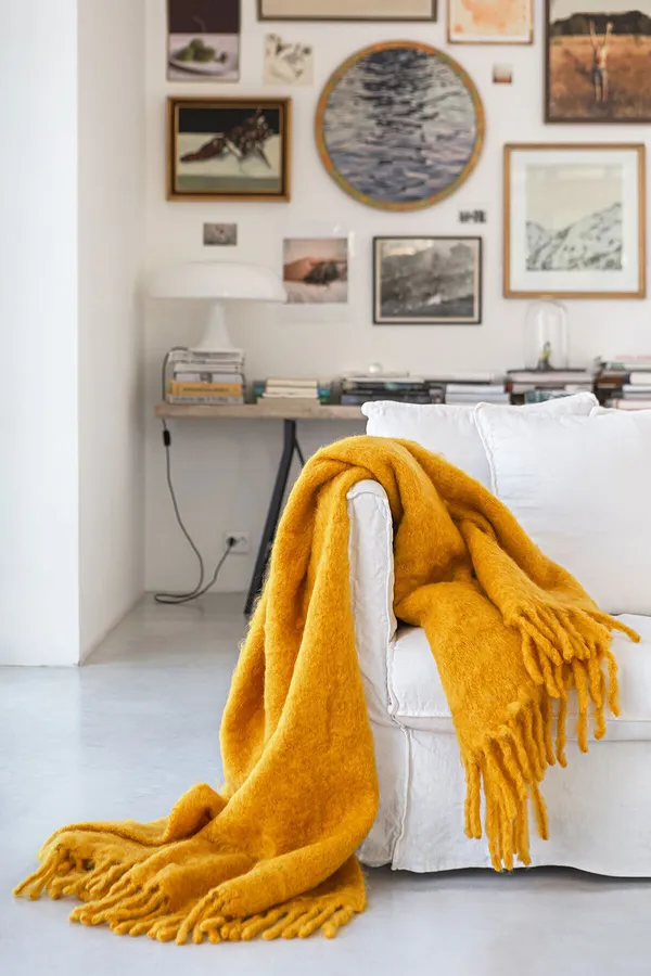 Mohair Pläd 130x170 cm Senapsgul