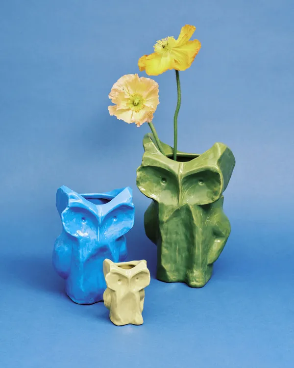 After Midnight Owl vase L Green