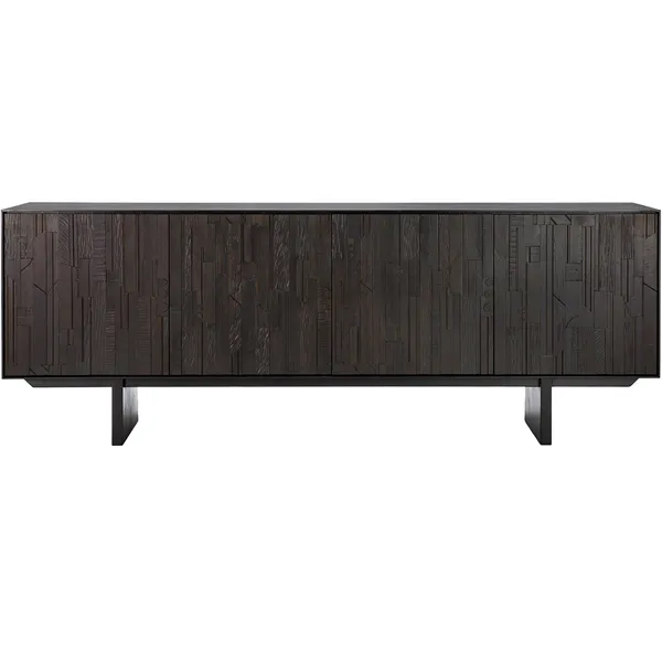 Teak Mosaik Sideboard Fyra Dörrar