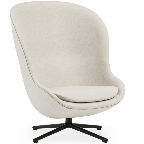 Hyg Lenestol Høy med Dreiefot Off-white / Svart Aluminium