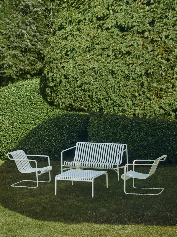 Palissade Cantilever Lounge Chair Low Cream white powder coated steel