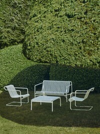 Palissade Cantilever Lounge Chair Low Cream white powder coated steel