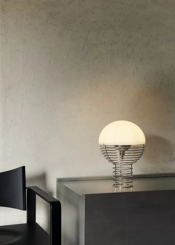 WIre Bordlampe 30 cm Krom / Hvit