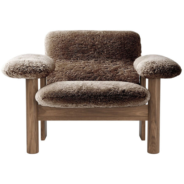 Brasilia Fåtölj Låg Rygg Walnut / Sheepskin Sahara