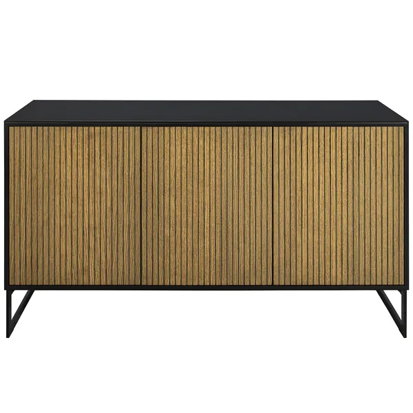 Line Burned Walnut Sideboard 3 Doors White/Chrome
