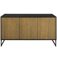 Line Burned Walnut Sideboard 3 Doors White/Chrome