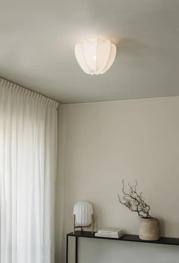 Anna Mini Flush Ceiling Light Cotton White