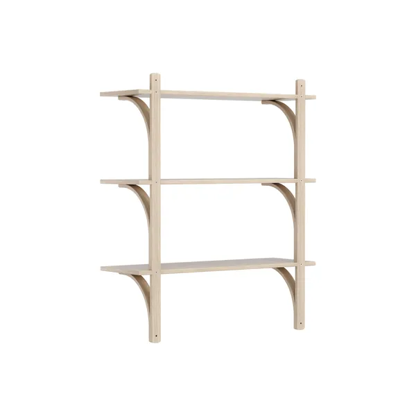 Levi Vägghylla 90 cm Medium Mässing / Vitpigmenterad Ek