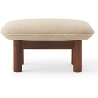Brasilia Fåtölj Med Ottoman Walnut Bouclé 02 Beige