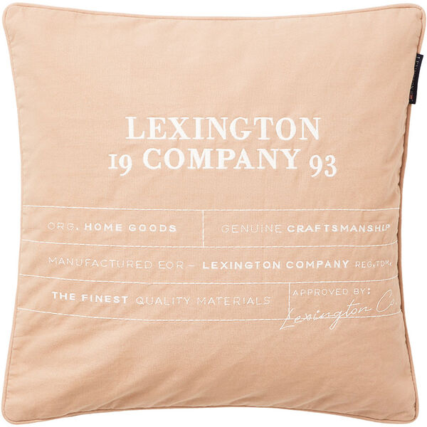 Logo Organic Cotton Canvas Putetrekk 50x50 cm Hvit/Beige