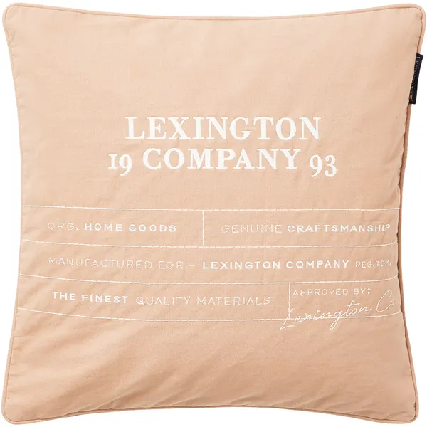Logo Organic Cotton Canvas Pudebetræk 50x50 cm Hvidt/Beige