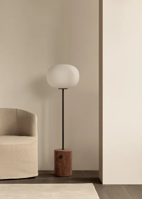 JWDA Gulvlampe Red Travertine / Bronzeret Messing