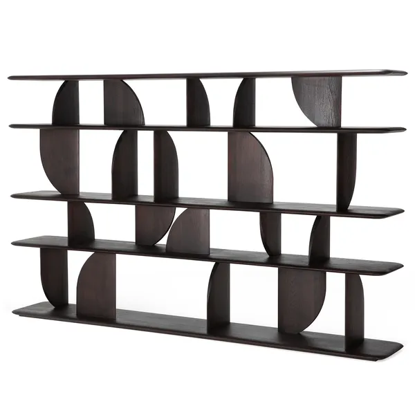 Geometric Boghylde Sortbejdset Teak