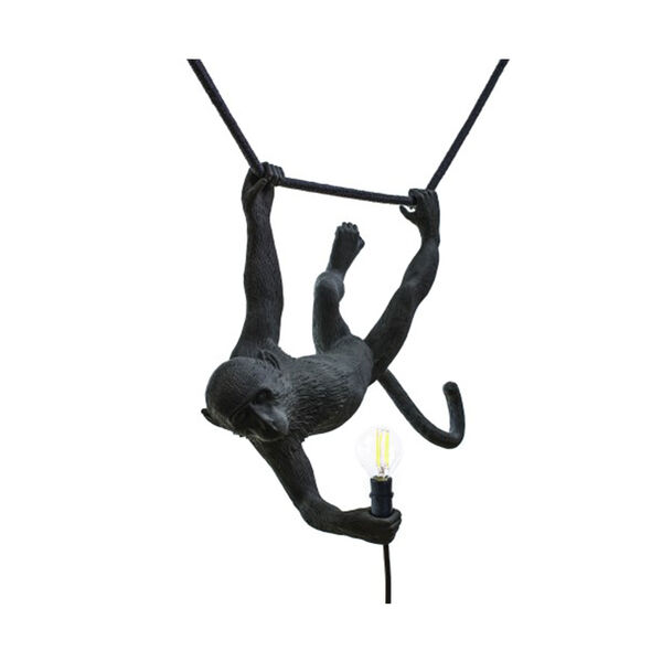 Monkey Lamp Swing Resin Lamp for Outdoor Black