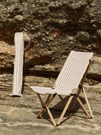 Outdoor Market Folding Chair Beige With Red Stripe