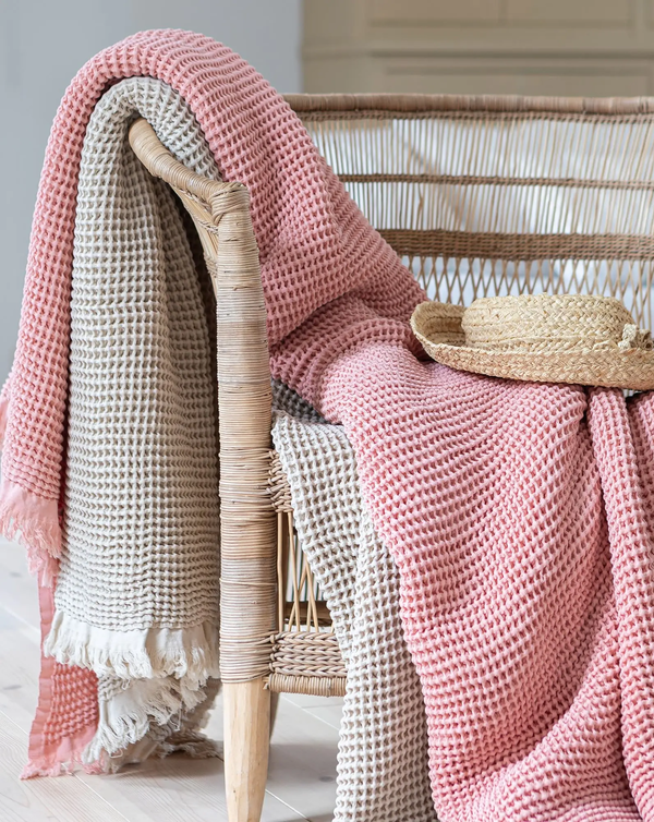 Våffla Plaid 130x200 cm Dusty Pink