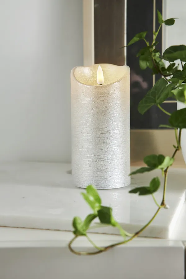 Flamme Rustic LED Kubbelys Silver 15 cm