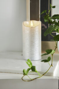 Flamme Rustic LED Kubbelys Silver 15 cm