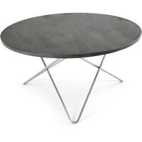 O Table Sofabord Ø80 cm Messing/Rustikk Skifer