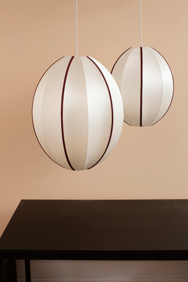 Indochina Lampeskjerm Oval Stor Off-White / Bordeaux