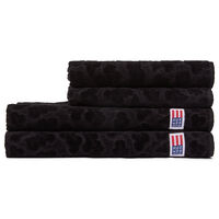 Velour Jacquard Leaves Pyyhe 70x130 cm Musta