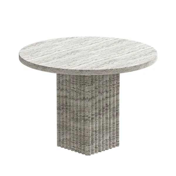 Soho Coffee Table Ø50 cm Silver Travertine