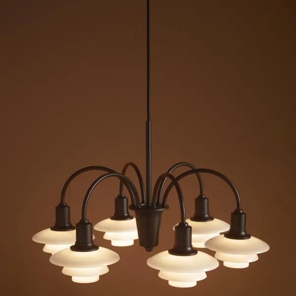PH 1/1 Lysekrone Med 6 Armer Centenary Edition Aged Brass / Dusty Terracotta
