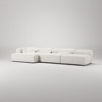 Grand 5-Sitssoffa schäslong Vänster Bouclétyg Steam White