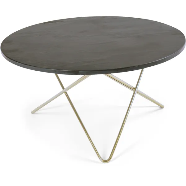 O Table Sofabord Ø80 cm Messing/Rustikk Skifer